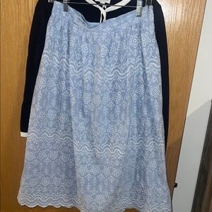 LOFT Light Blue Floral A-Line Skirt